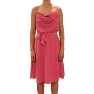 Vintage Ferrali by Phillipe Pink Cowl‎ Neck Spaghetti Strap Midi Dress Size 9/10